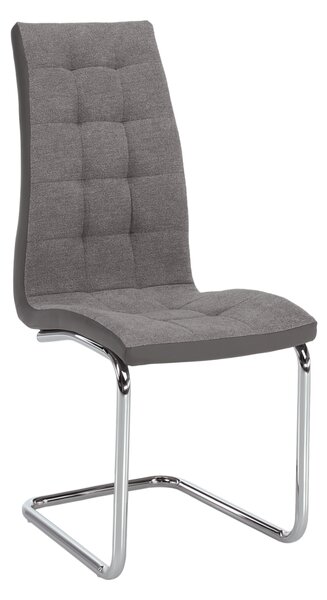 Scaun bucătărie, material textil gri deschis/piele ecologică gri/crom, SALOMA NEW