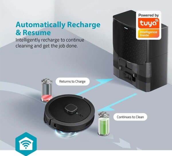 Nedis WIFIVCL002CBK - Aspirator robot Wi-Fi Tuya cu mop, negru + DO