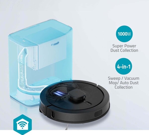 Nedis WIFIVCL002CBK - Aspirator robot Wi-Fi Tuya cu mop, negru + DO