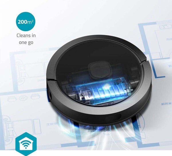 Nedis WIFIVCL002CBK - Aspirator robot Wi-Fi Tuya cu mop, negru + DO