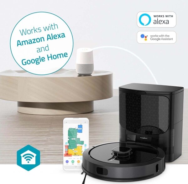 Nedis WIFIVCL002CBK - Aspirator robot Wi-Fi Tuya cu mop, negru + DO