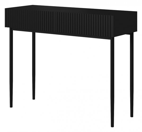 Masa de toaletă cu sertare Nicole 100 cm - negru mat / picioare negre