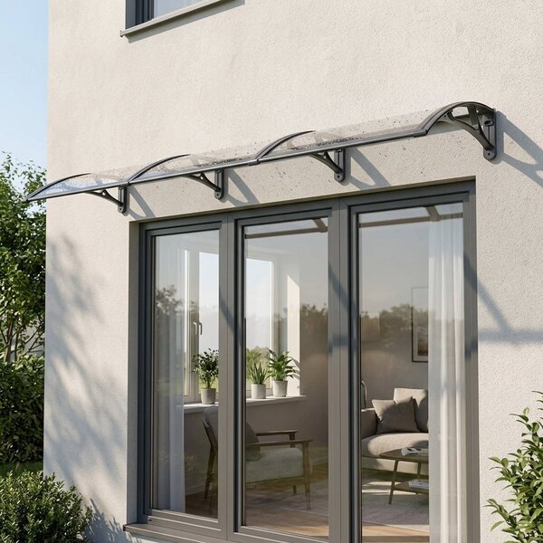 Copertină PRO 360x100 cm din aluminiu și plexiglas – Negru/Transparent