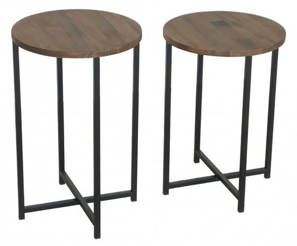 Set 2 Masue de Cafea Model Lynch, 35x35x55/35x35x50 cm, Blat Lemn 100%, Nuc/Negru