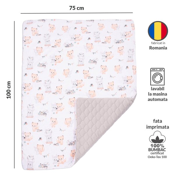 Paturica matlasata cu doua fete 100x75 cm Kidizi Velvet Best Friends
