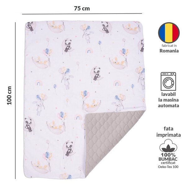 Paturica matlasata cu doua fete 100x75 cm Kidizi Velvet Sweet Dreams