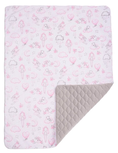 Paturica matlasata cu doua fete 100x75 cm Kidizi Velvet Fairy Clouds