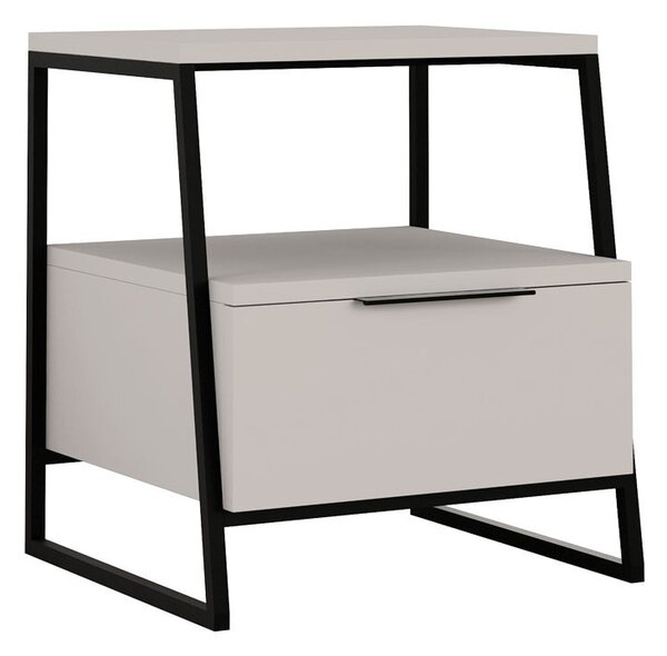 Noptiera Model Roberson, Crem/Negru, 45x40x50cm