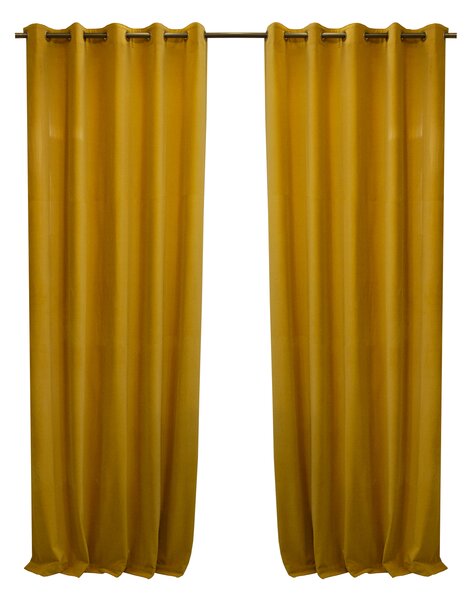 Set draperii Velaria catifea yellow cu capse, 2x150x280 cm