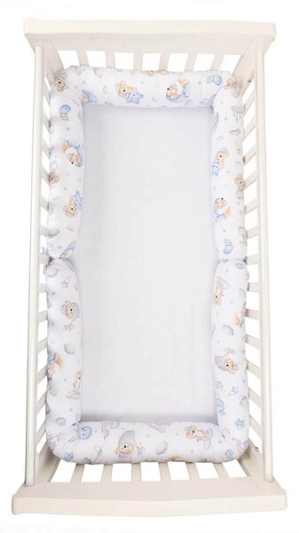 Set 2 aparatori laterale multifunctionale tip rulou pentru patut 120x60 cm Kidizi Koala Dreams blue, husa detasabila, diametru 10 cm