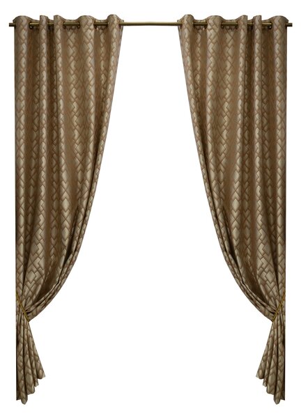 Set draperii Velaria romburi bej cu capse, 2x135x260 cm