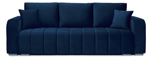 Canapea Extensibilă 3 locuri DIEGO, cu ladă de depozitare, 230x92x90 cm, Velutto-Albastru