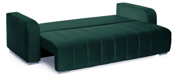Canapea Extensibilă 3 locuri DIEGO, cu ladă de depozitare, 230x92x90 cm, Velutto-Verde