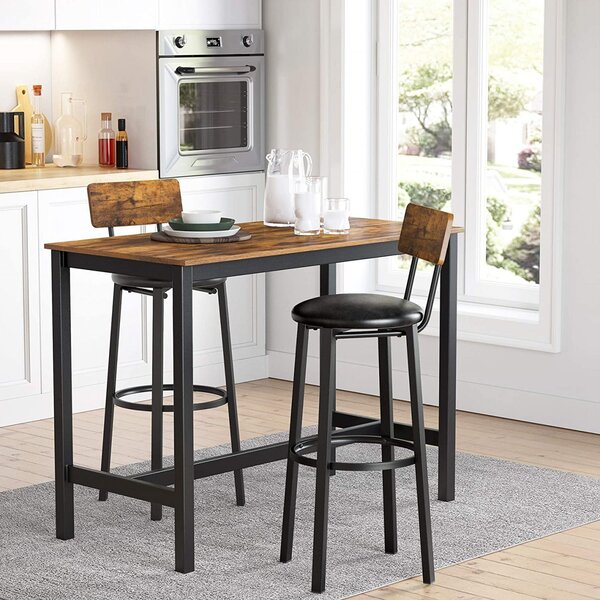 Set 2 scaune de bar Model Daphne, Maro rustic/Negru, 40.1x44.2x100.5 cm