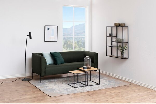 Bibliotecă de perete neagră/în culoare naturală cu aspect de lemn de stejar 75x91 cm Seaford – Actona