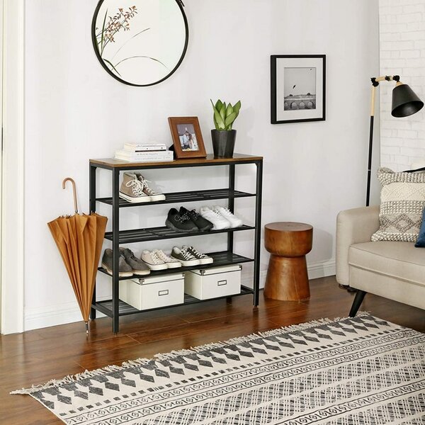 Raft pentru Pantofi Model Jesse, Maro rustic, 100x30x92.5 cm