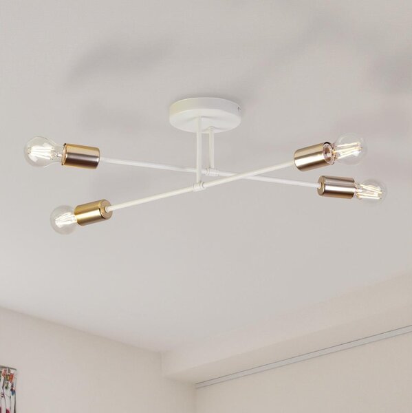 Lustră aplicată CAMBRIDGE 4xE27/15W/230V alamă/alb