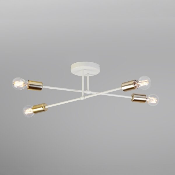 Lustră aplicată CAMBRIDGE 4xE27/15W/230V alamă/alb