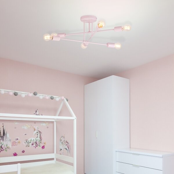 Lustră aplicată CAMBRIDGE, 6 x E27, 15 W, 230 V, roz