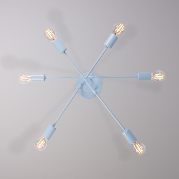 Lustră aplicată CAMBRIDGE 6xE27/15W/230V albastră