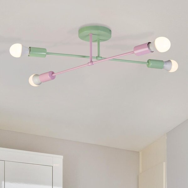 Lampă de tavan aplicată CAMBRIDGE, 4 x E27, 15 W, 230 V, verde/roz