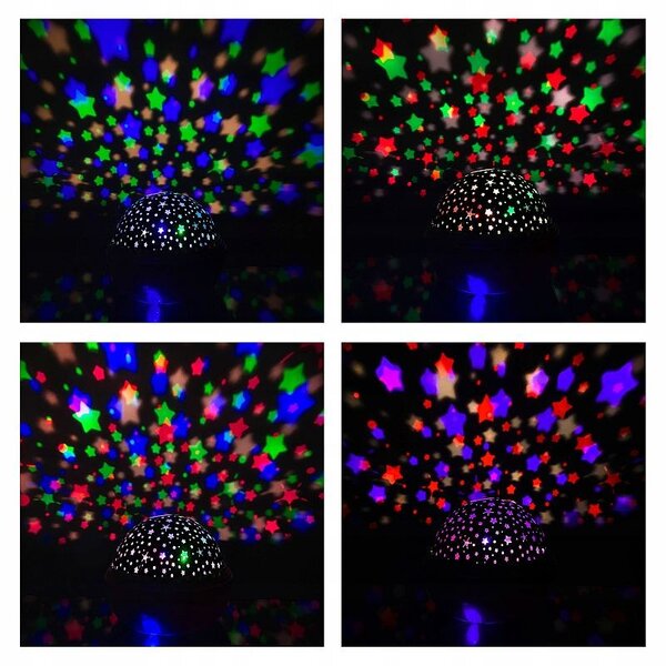 Lampa cu proiector stele/lume subacvatica, efecte lumina, 2 moduri iluminare, 4 culori, 12x12x10 cm, alimentare cu baterii