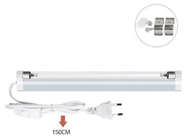 Corp T5 8W, fixare pe perete, cablu de alimentare cu intrerupator, 1.5 metri
