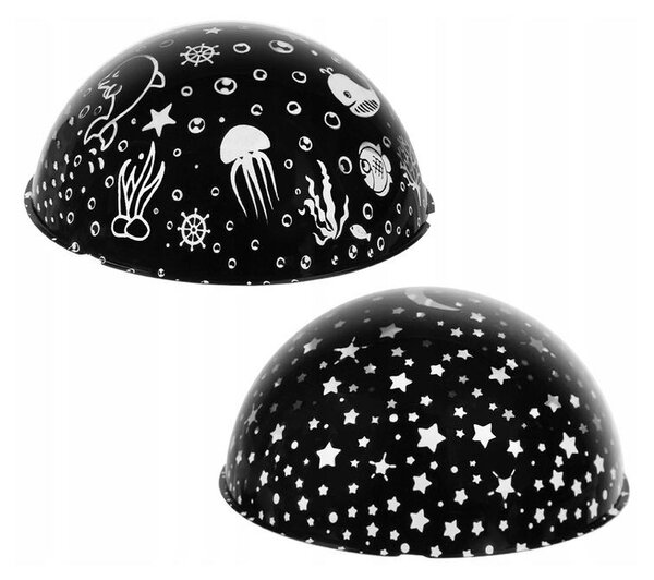 Lampa copii 2 in 1, proiector 2 moduri iluminare, 4 culori iluminare, cer instelat/lume subacvatica, 12x12x10 cm