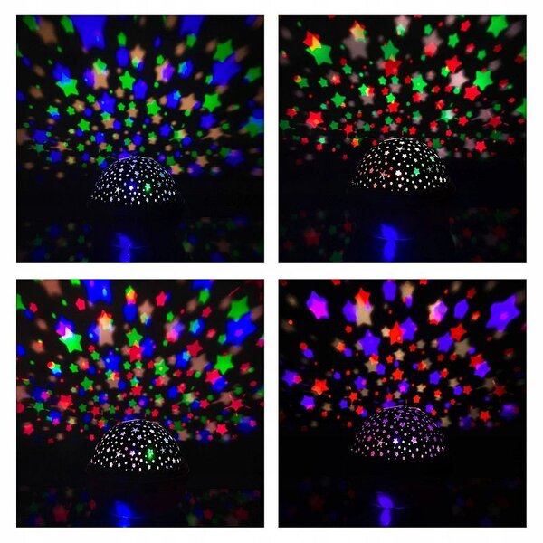 Lampa copii 2 in 1, proiector 2 moduri iluminare, 4 culori iluminare, cer instelat/lume subacvatica, 12x12x10 cm