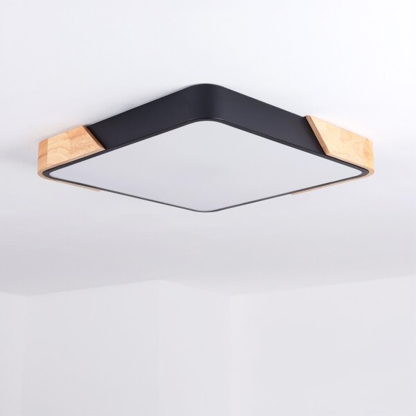 Brilagi - Corp de iluminat LED PILANA dimerizabil, 48W/230V, stejar/negru, 42x42 cm + telecomandă