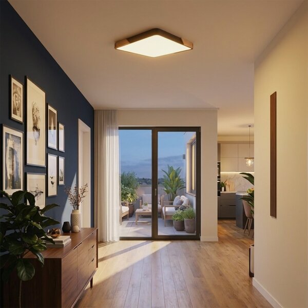 Brilagi - Lampă LED dimabilă PILANA LED/60W/230V stejar/negru 56x56 cm + telecomandă