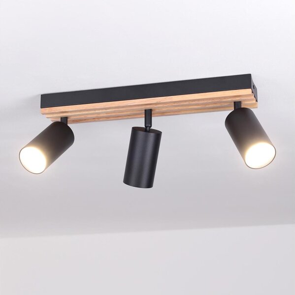 Brilagi - Lampă spot SELE WOOD ACOUSTIC 3xGU10/30W/230V negru/lemn