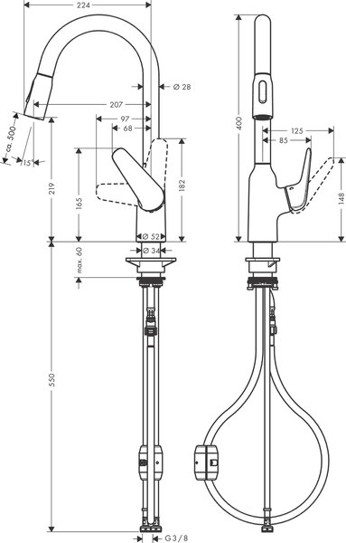 Hansgrohe Focus M42 baterie bucătărie pe picior crom 71800000