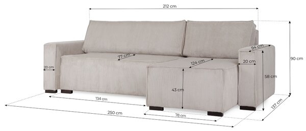 Canapea extensibila cu colt bilateral Culoare Roz, SMART