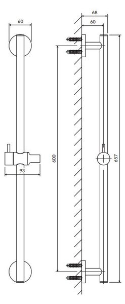 Omnires Y bară de duș |66 cm DR12CR