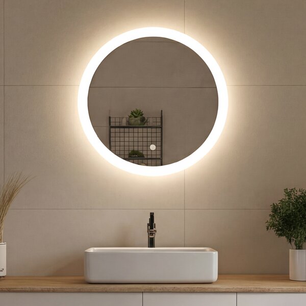 Oglindă rotundă de baie cu iluminare LED 60 cm