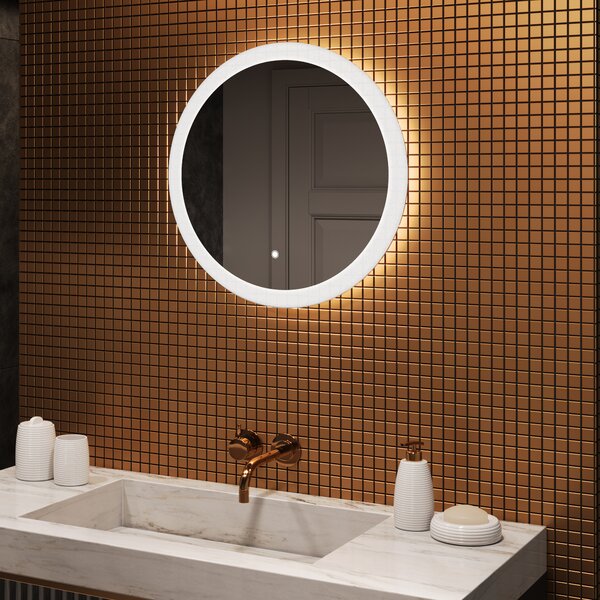 Oglindă rotundă de baie cu iluminare LED 60 cm