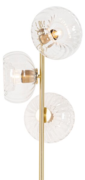 Lampa de podea Art Deco aurie cu sticlă cu 3 lumini - Ayesha