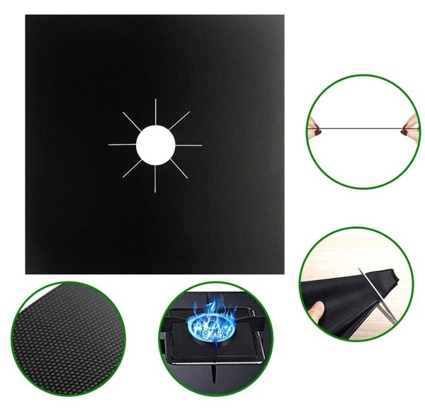 Set folii gratar teflon, 4buc, rezistenta temperatura: -60C -260C+, 27 x 27cm, negru