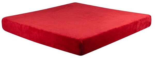 Cearceaf cu elastic din micropluş roşu pat simplu