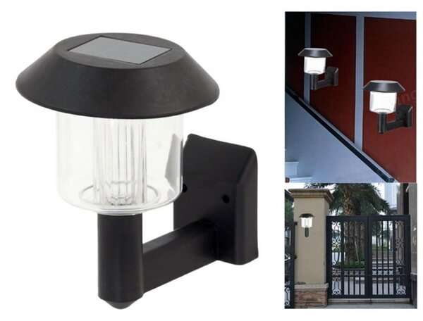 Lampa solara LED exterior, prindere perete, rezistenta interperii, 12 x 12 cm, negru