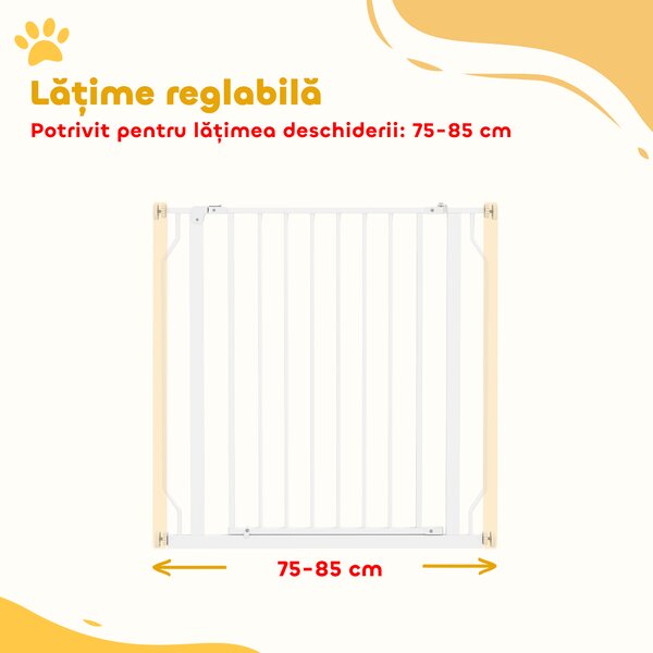PawHut Cancel de Siguranță Larg pentru Câini, cu Ușă sub Presiune, pentru Uși, Holuri, Scări - Alb | Aosom Romania