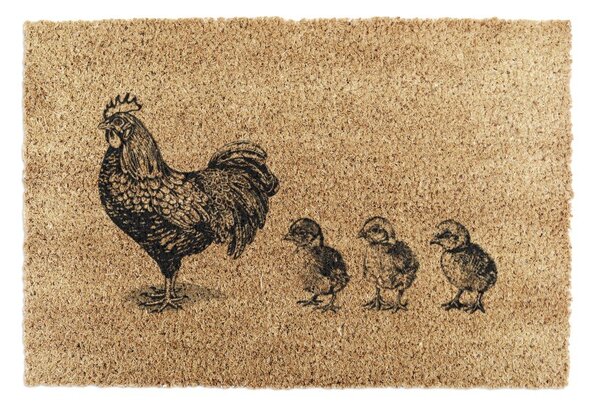 Covoraș de intrare din fibre de nucă de cocos 40x60 cm Chickens and Chicks – Artsy Doormats