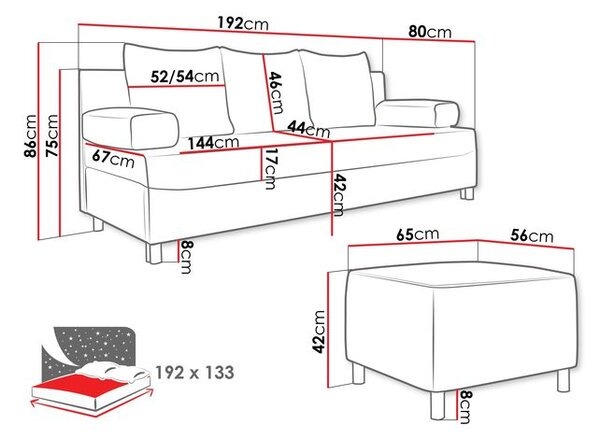 Canapea Dorien cu taburete (Polo 891). 1060661