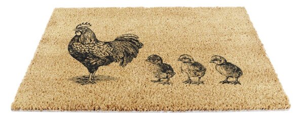Covoraș de intrare din fibre de nucă de cocos 40x60 cm Chickens and Chicks – Artsy Doormats