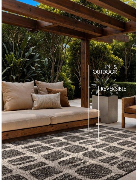 Covor pentru exterior și interior negru/crem 160x230 cm Haringey Ruskin – Ted Baker