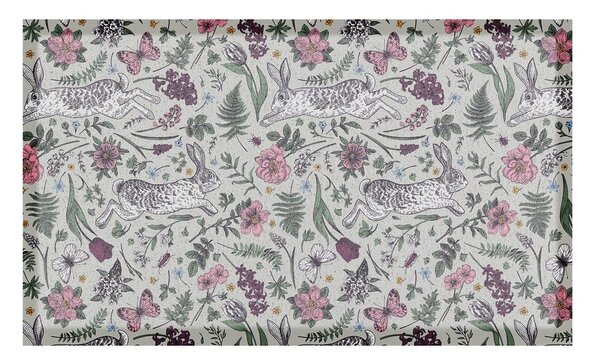 Covoraș de intrare din PVC 40x70 cm Hare Wildflowers – Artsy Doormats