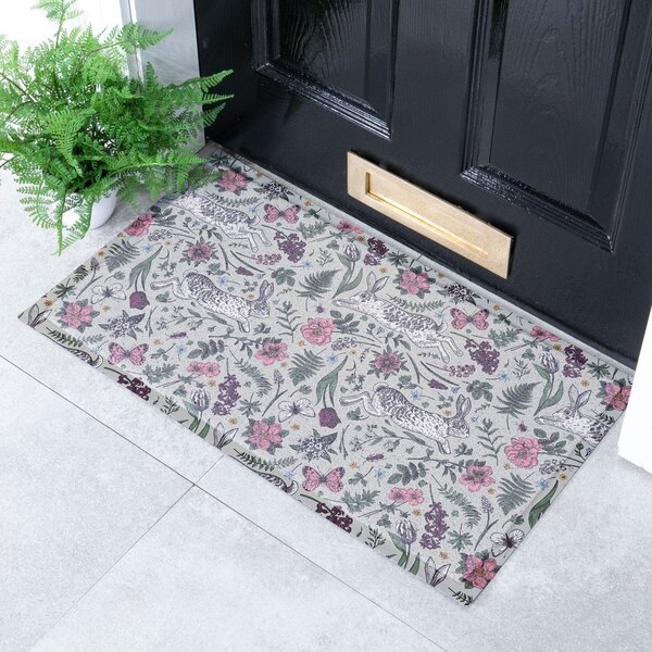 Covoraș de intrare din PVC 40x70 cm Hare Wildflowers – Artsy Doormats