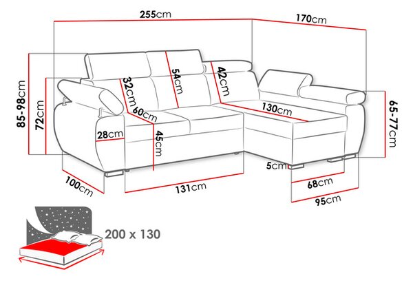 Set canapele de colț Gozo Mini Premium (cobalt) (D). 1122205
