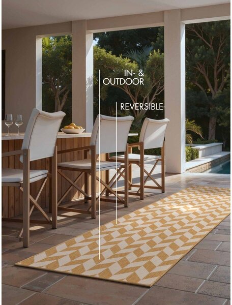 Covor tip traversă pentru interior și exterior galben ocru/crem 80x200 cm Haringey Terrick – Ted Baker